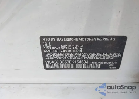 2014 BMW 328D from USA, damaged, VIN WBA3D3C58EK154684